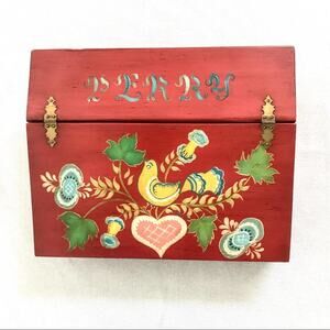 Large Hand Painted Folk Art Partridge "Perry" Large Wooden Box 14" x 10"